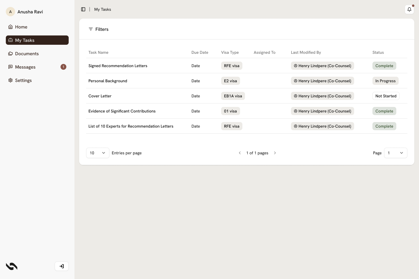 After — redesigned My Tasks portal