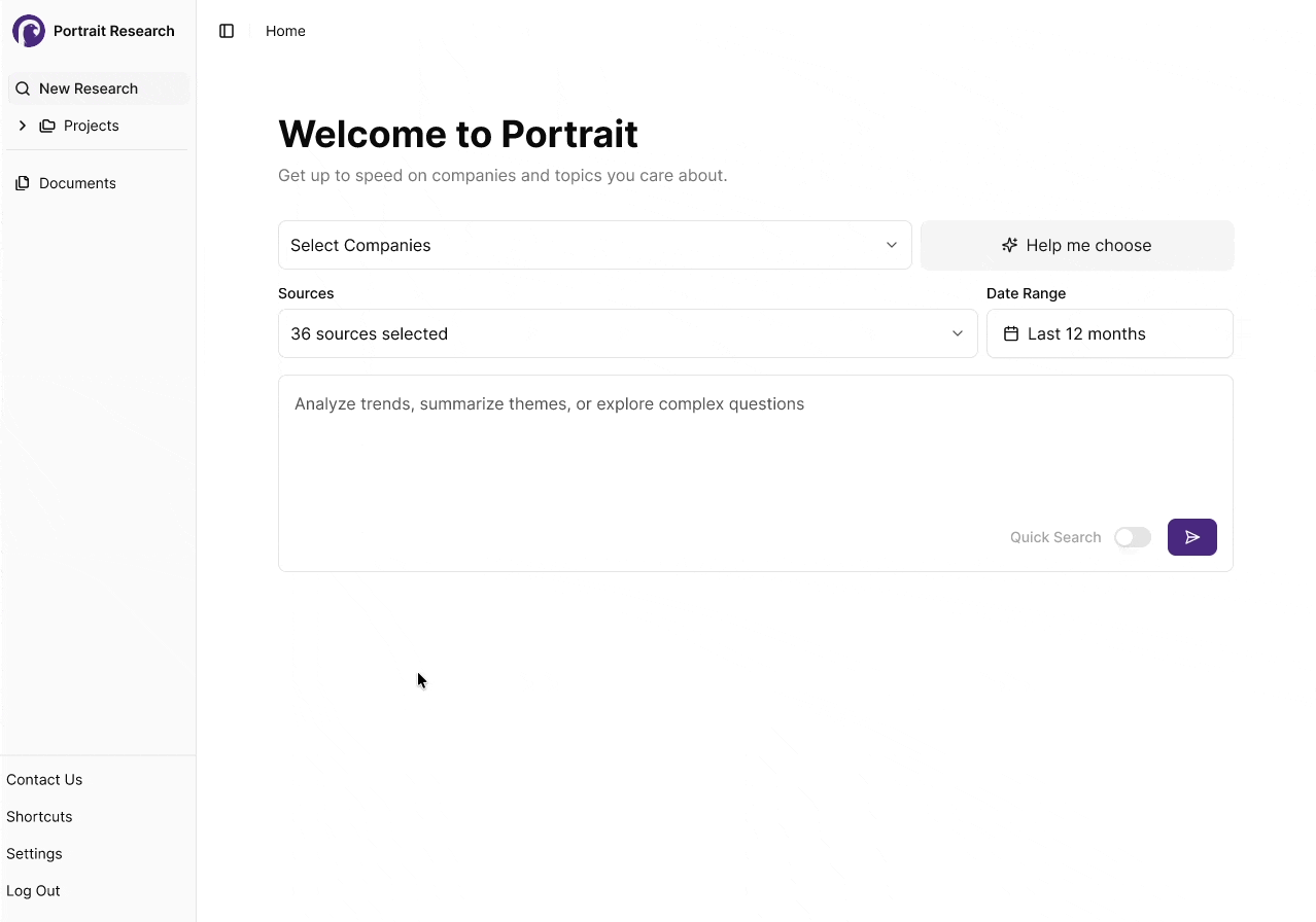 Portrait Research — user flow diagram